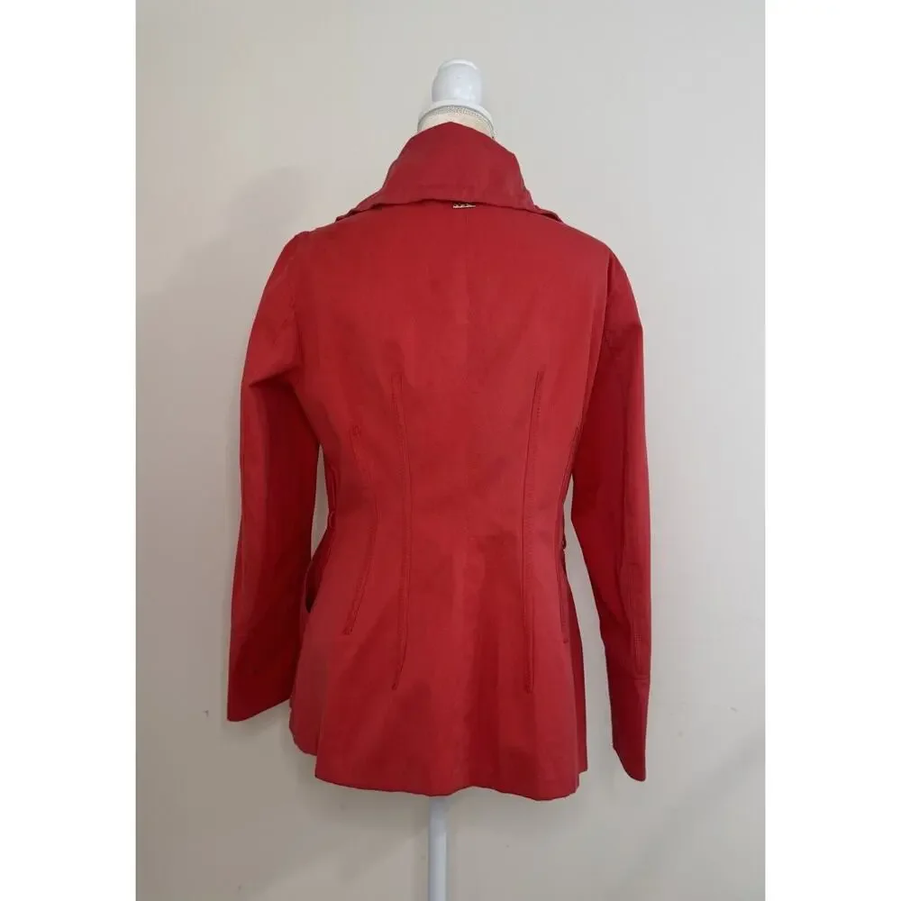 Carolina Herrera Cotton Spring Jacket Size Medium Red Coral Lined - Picture 8 of 15